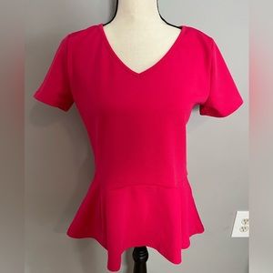 EIMIN Pink V-Neck Peplum Blouse-NWOT